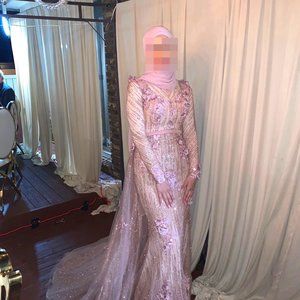 Long Sleeve Pink/Blush Portia & Scarlett Dress, 2PC w Detachable Skirt, PS6015S